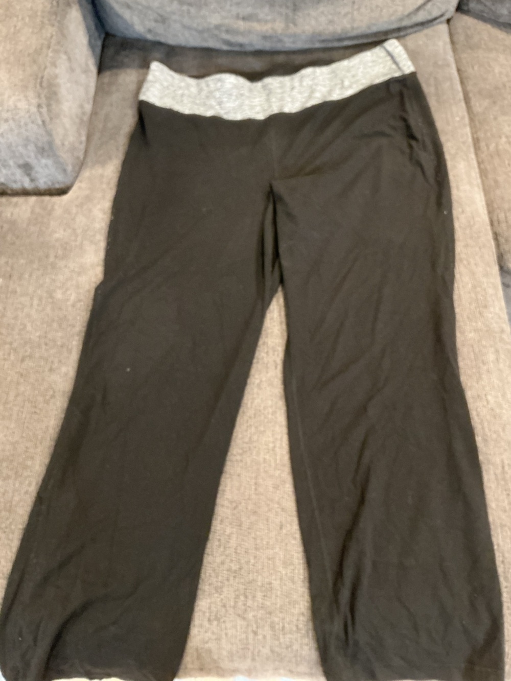 Ideology Black Wide Leg Pants with Heather Gray Waistband